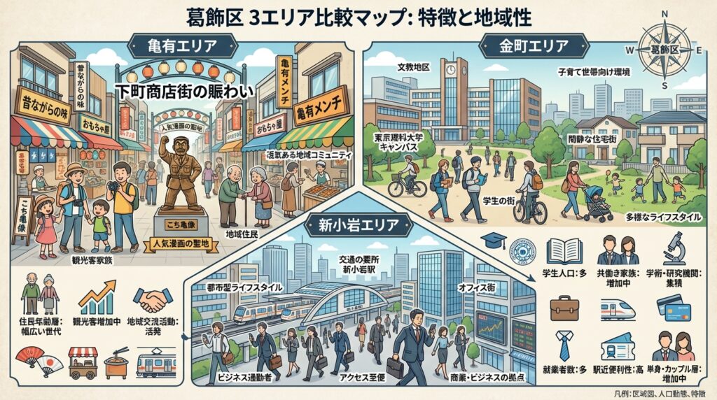 亀有・金町・新小岩など、エリアごとに顧客層が大きく異な