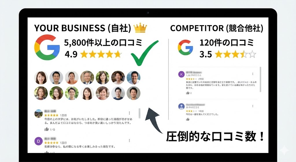 競合よりも口コミ数を増やす