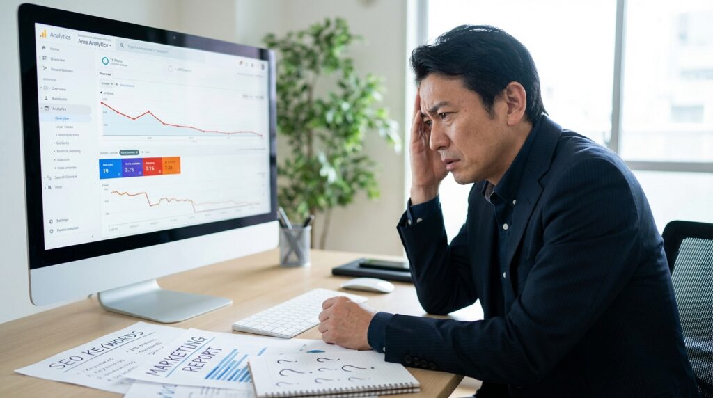 「SEO対策をしているのに、全く検索順位が上がらない」
「アクセス数は増えたのに、問い合わせが来ない」
「何が問題なのか分からない」