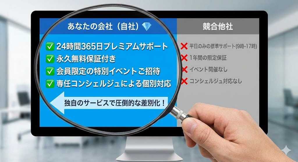 競合が提供していないサービス・特典を強調する

画像を作って