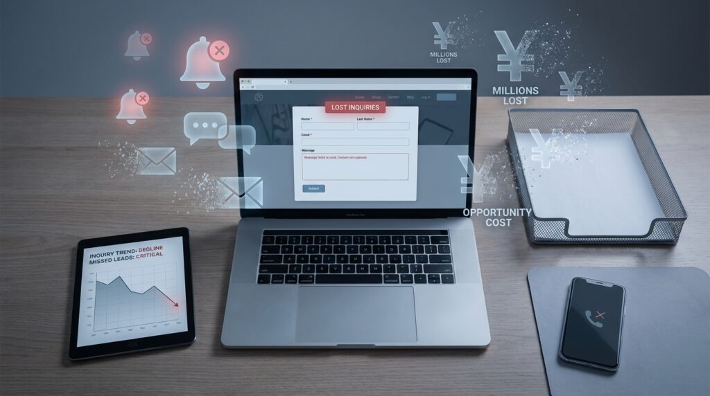 失っているもの1:新規顧客からの問い合わせ(年間数百万円〜数千万円の機会損失)