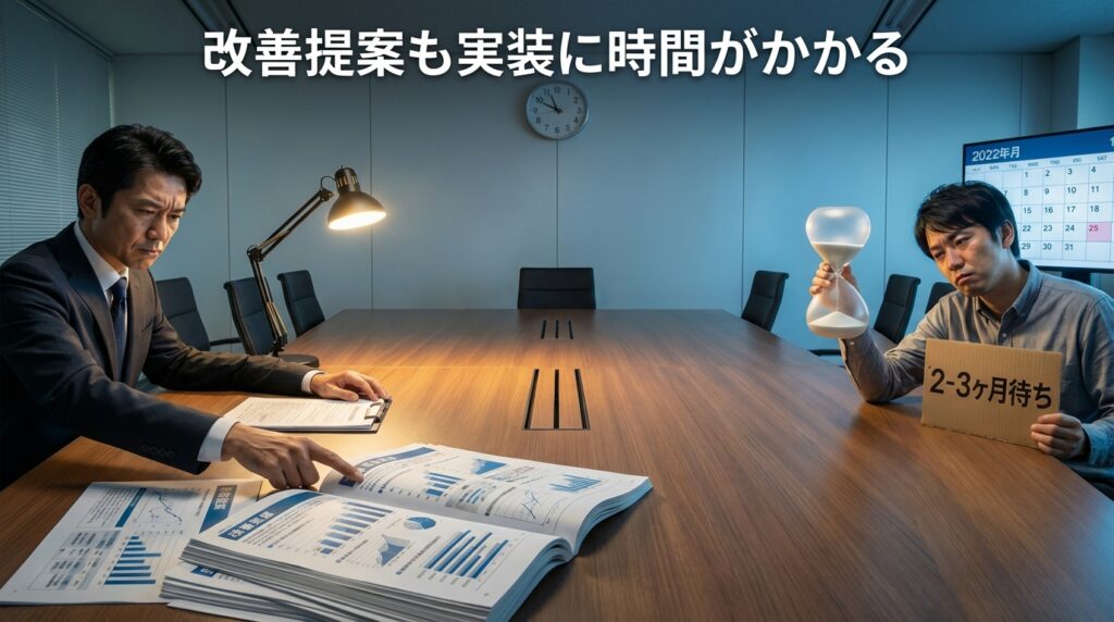 改善提案を受けても、実装に時間がかかる