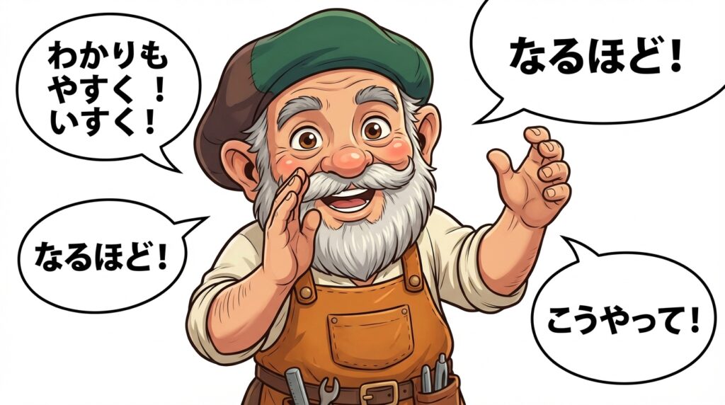 専門用語を使わず、平易な言葉で説明してくれる