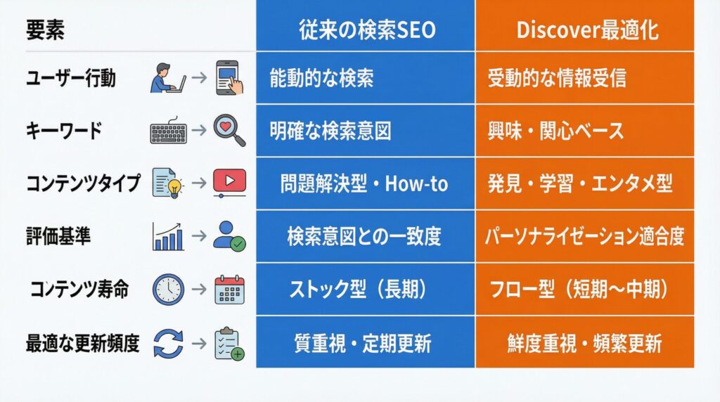 Google discoverと従来の検索の違い