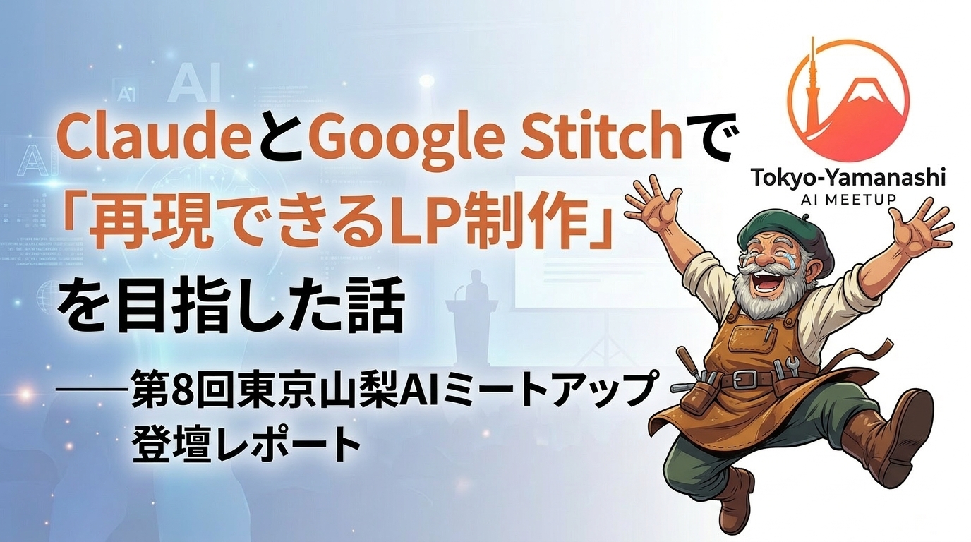 ClaudeとGoogle Stitchで「再現できるLP制作」を目指した話——第8回東京山梨AIミートアップ登壇レポート