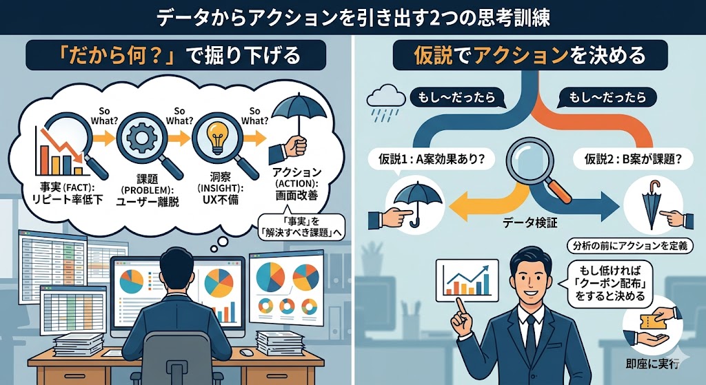 データを見ても「アクションを引き出す思考」が訓練されていない