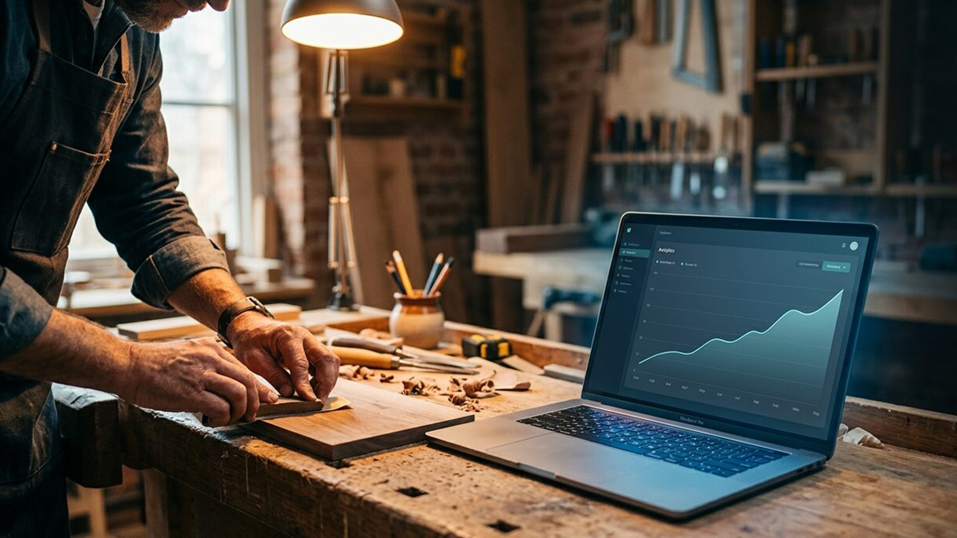 木工職人の手仕事とウェブ解析ダッシュボード|戦略的ウェブ制作工房エルタジェール