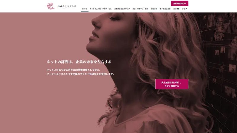 株式会社エノルメ様のサイトのトップページ